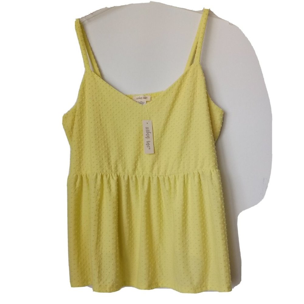 Urban Rose Yellow Clip Dot Tank Top NEW NWT Size 3X V-Neck Chest Lining